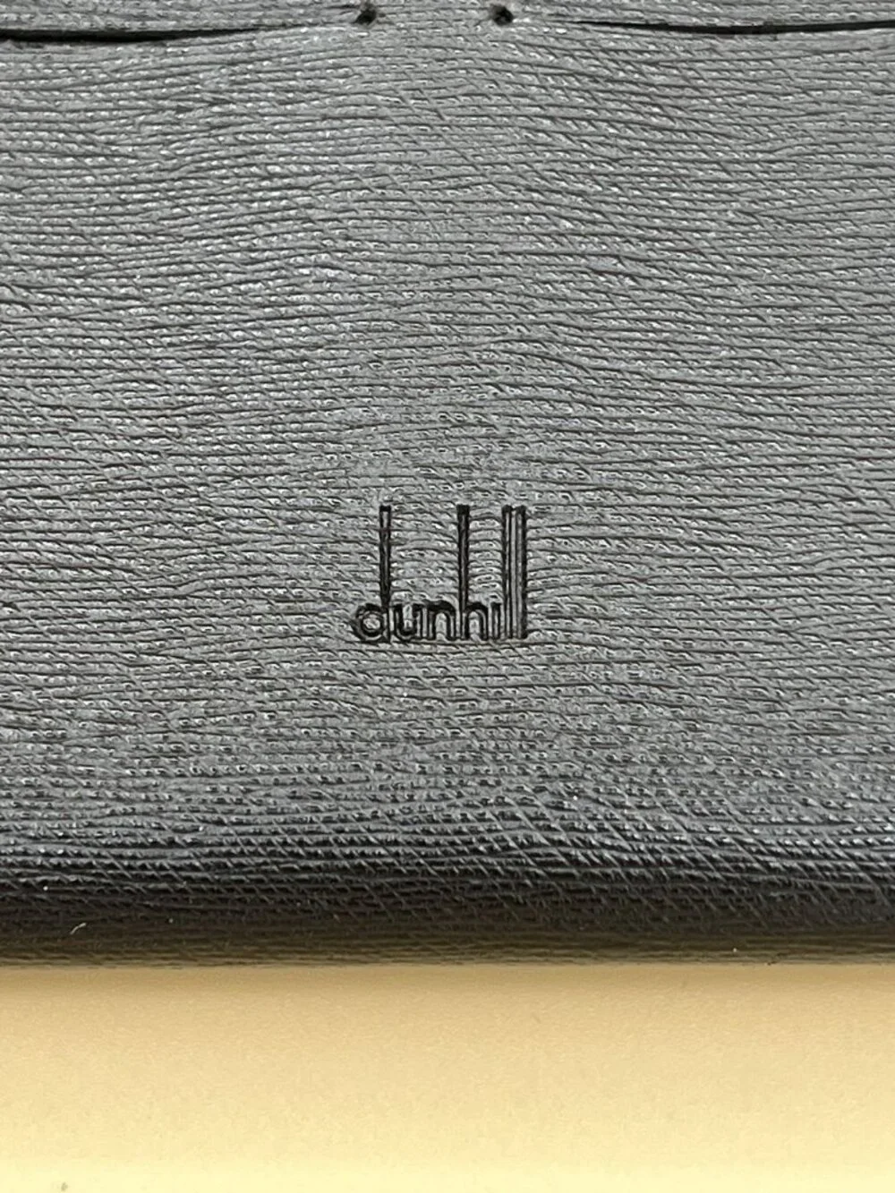 Dunhill Black Grained Leather Long Bifold Wallet Monogram Lining Made in Italy